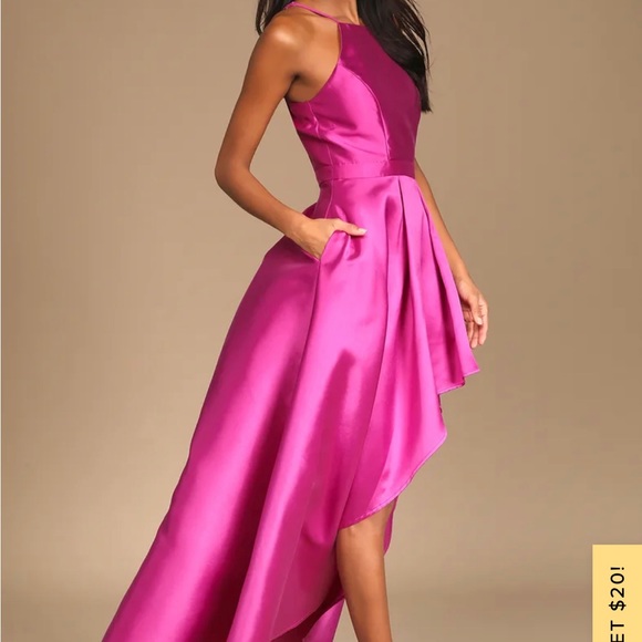 LULUS NWT XS Broadway Show Magenta High-Low Maxi Dress - Picture 3 of 4